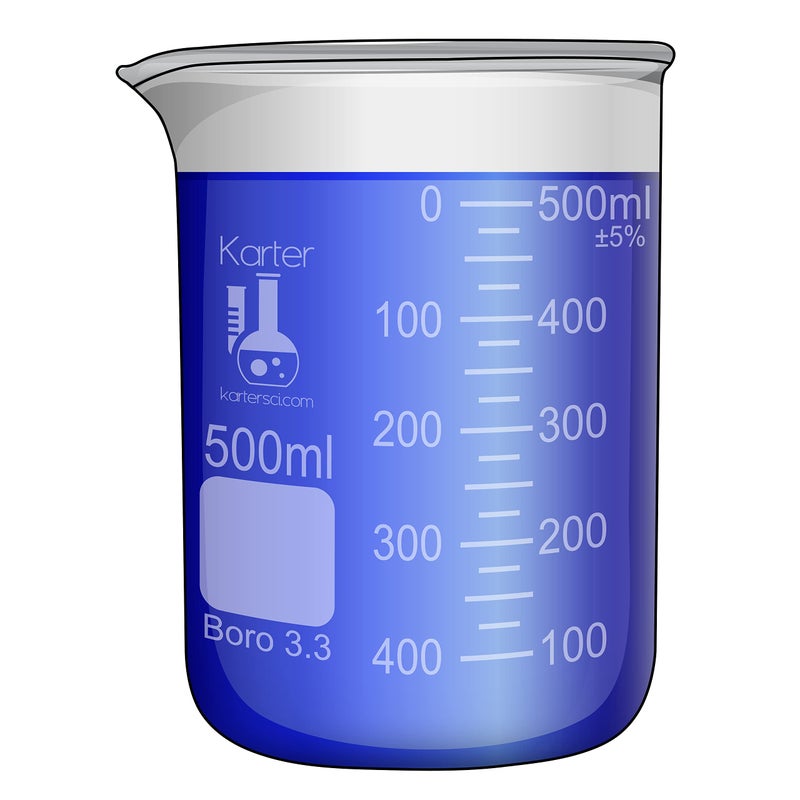 Karter Scientific 500ml Beaker, Low Form Griffin, Borosilicate 3.3 Glass, Double Scale, Graduated, Karter Scientific 213D26 (Single) - Image 2